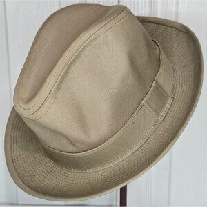 Vintage Union Made Walking Hat Fedora Khaki Canvas Bucket Grandpa USA